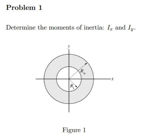 Problem 1 Determine the moments of inertia: I, and Iy. Figure 1
