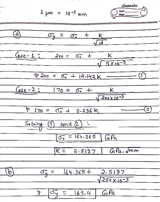 classmate 1 from II 10-3 mm Date Page a + k va Case-li 200 = + к 5x10-3 200 = + 14.142 K Case-2: 170 = Got 200 X 10-3 7 170 =