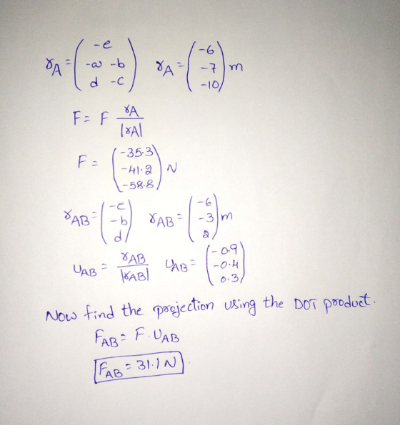 -6 d -C 35.3 -58 8 -C 2 AB Nou find the pocjection uxing the Dor podlot Dscijeclion USing the 尻B2 FLAB FAB 3-1 A U)