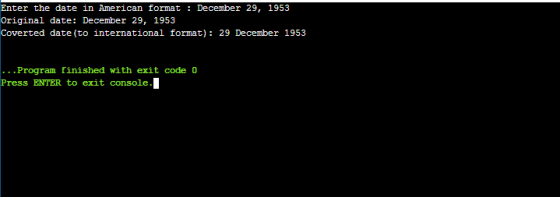 Enter the date in American format : December 29, 1953 Original date: December 29, 1953 Coverted date(to international format)