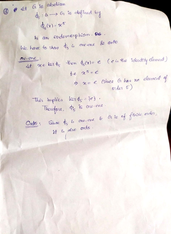 @ @ kel G is abelian ds: G G is defined by (x) = 205 is an endomorphism. e. We have to show do is one-one &e onto one-one : L