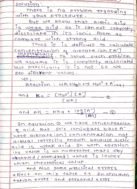 solution egarding There sith yous pToceduTe. But we Paoblem know that Aceric aid weak aciel 60 it can not completly issociare
