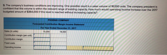 3. The companys business conditions are improving. One possible result is a sales volume of 18,000 units. The company presid