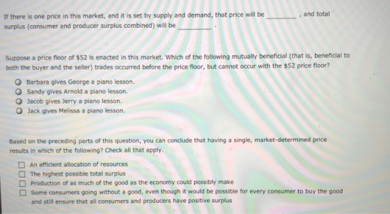 , and total If there is one price in this market, and it is set by supply and demand, that price will be surplus (consumer an