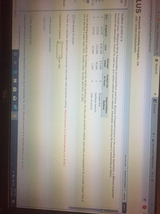 Grades AC10 Account Wiley PLUS X Facebook X ndugen.wileyplus.com/edugen/lt/main.uni a mccart615@gmail.com X + II LU Weygandt,