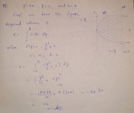 4x 2, and x 4 fivst draw the fque 4.4 we Reguired Volume (4,2) V= A ca d ohere 2 t4 Attp= 4 d2 -4 (2 Va 4 4 2 + 47) 12 -4 - -