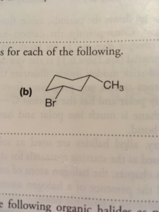 s for each of the following. CHs (b) Br e following organic halide