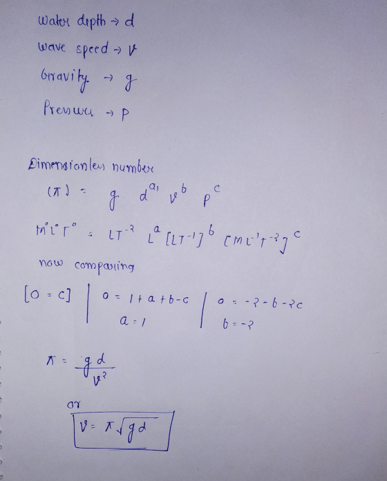 water depthd wave speed - v Gravity g Presswer up Dimensionlen number 60 g des bo po tolºrº.LT 19 (27-36cme page now compar