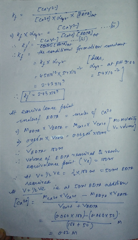 care TEDTA tot kr [Ca 2+] x Layu- & to .... ) [cay2-) - kfx Lyn- - - - - ceayer [CAR] [ EDTA A en (bis) K} = 10991) CB01HD fo