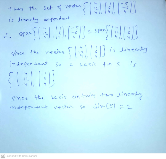 Then the set of reator is linearly dependent ... sau 3) (0,- spar (5) since the rector & I { 18. 14 is linearly independent S