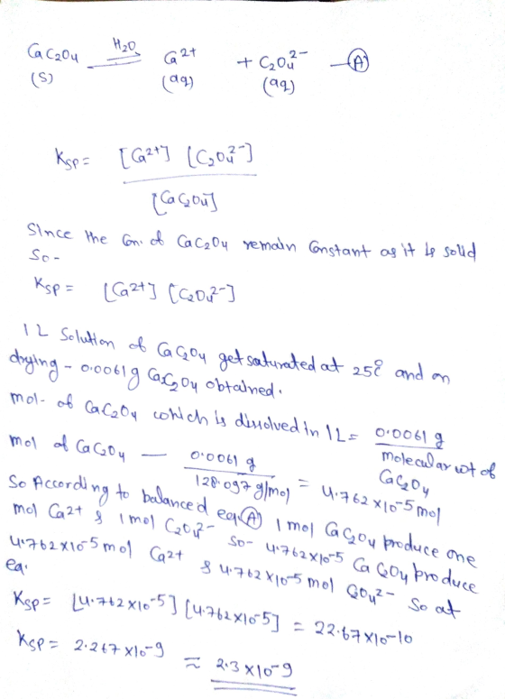 So According to balanced ea Imol Cagou produce one mol Ca 2+ & Imol Caout so- 4.762x10-5 Ca Goy produce 41762x10 5 mol Ca2+ 8