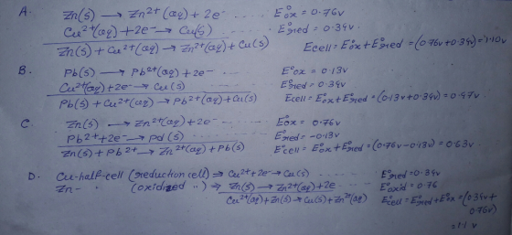 D- cu-half-cell (Stedu chon (ell)-cultt?e-→ Co.(s) . att v