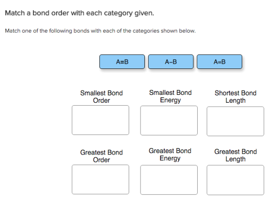 Match a bond order with each category given. Matc