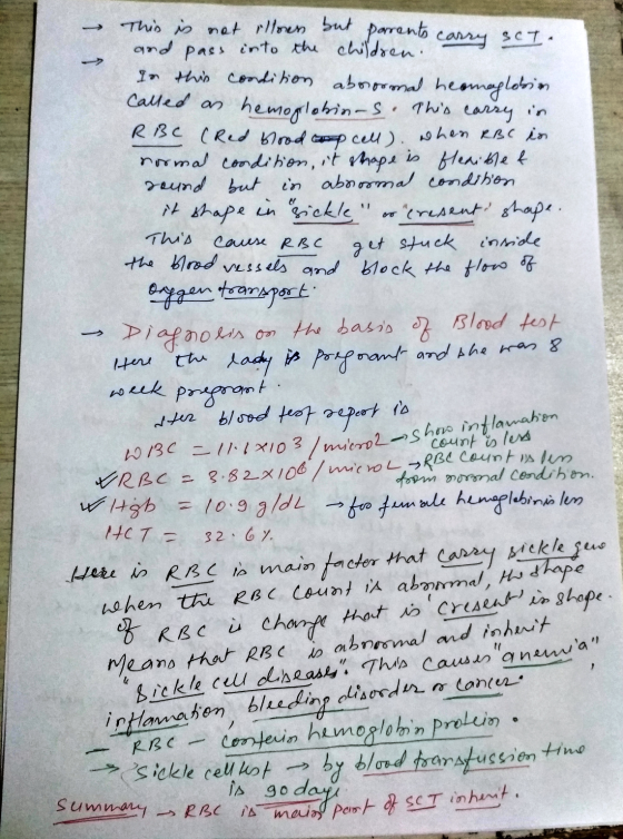 24 SCT - This is not allows but porrents carre and pass into the children. In this condition aboormal heomaglobin Called as h