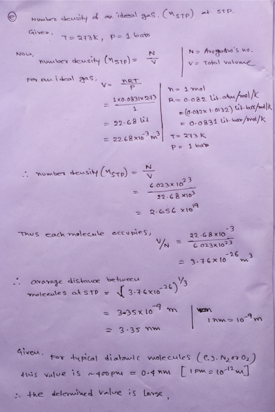 @ Given, number density of an ideal gas. (ASTP) at STP. T= 273K, pel baro N> Avogadros no. number density (MSTP) = = Total v