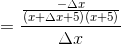 =\frac{\frac{-\Delta x}{\left (x+\Delta x+5 \right )\left ( x+5 \right )}}{\Delta x}