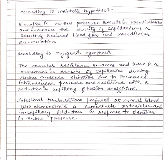 According to metaboliz hypothese Elevation in verous pressus use results in vasodilatation and increases the density of capil