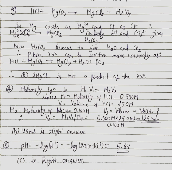 - » Hut Mgres Maldo + Hallo, My exuts as Mght and I as (é a E My st y Myclo. Similarly 4t and (03²- gives H2O, Now Hall, brea