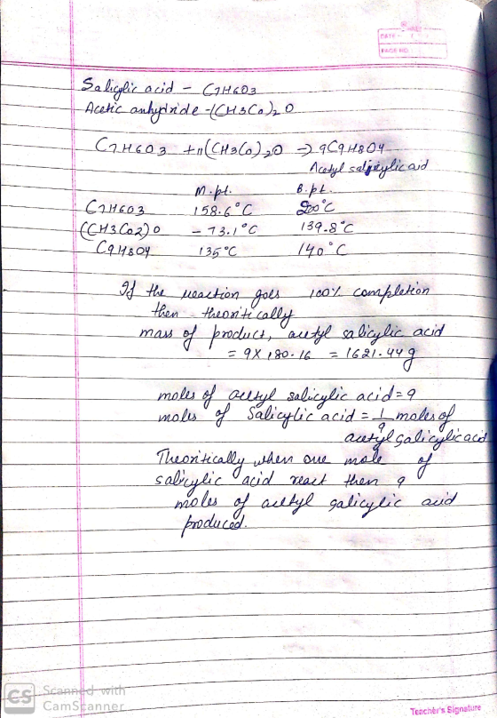 BE Salicylic acid - GH603 - Acetic anhydride -CH3Co), o C2H603 to(CH3(0) 20 ) qCq 148 04- _acebyl saljeylicand b.pt. Doo °C 1