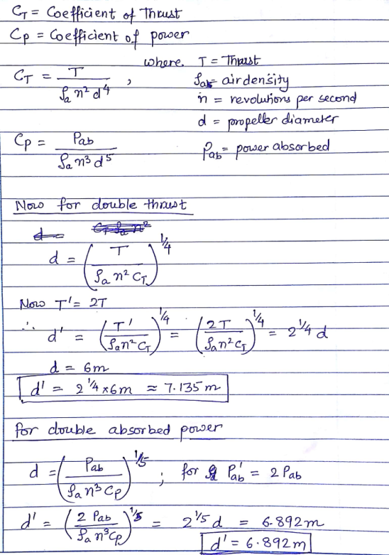 CT= Coefficient otThrust Cp = Coefficient of pod o airdenśi ร่า = navolunms per second er absorbeo 3 a. NOLo x6m 7.135m fo double absorbed er ab 2 Pab วา = 6.892m
