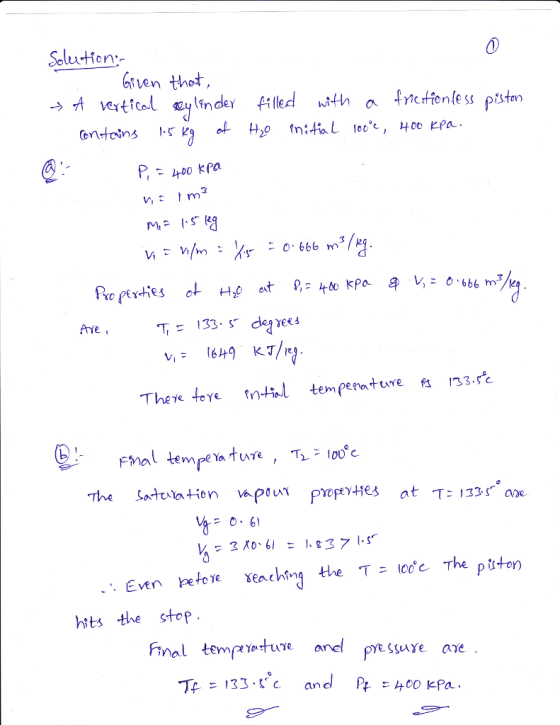 Seluution 0 biven thot 3 Vt The eteYC fnt.al temperature f. 133.k hits the stop Tr=133,Sc and Pr=400 kPa .