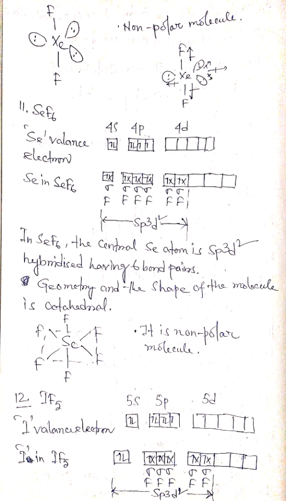 Non-polar molecule. マーメー 11. Seff Se valance 45 4P chi 4d 1 1 1] electron ГГГГГ Sein Sefe de muerte firx]/7xI D Ffff rel k s