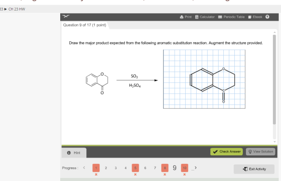 Image for Draw the major product expected from the following aromatic substitution reaction. Augment the structure provi