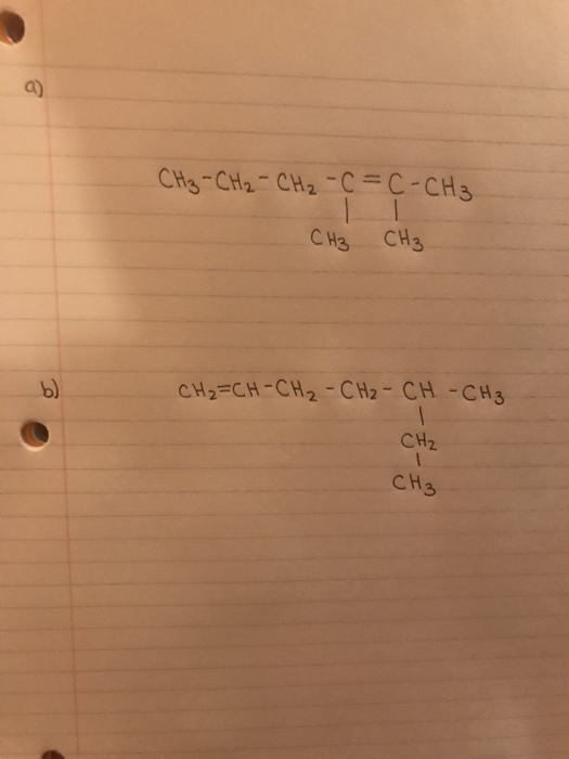 CH₃ -CH₂ - CH₂ - C = C-CH₃ С на сH3 СН2=СН-СН2-СН2-СН-СН3 3--3 CH₂