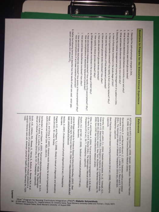 e3000 TOram for Nursing Curriculum Integration (PNCI) Diabetic Ketoacidosis Review Mararet Paters Ta Whmers nty v and Thoma