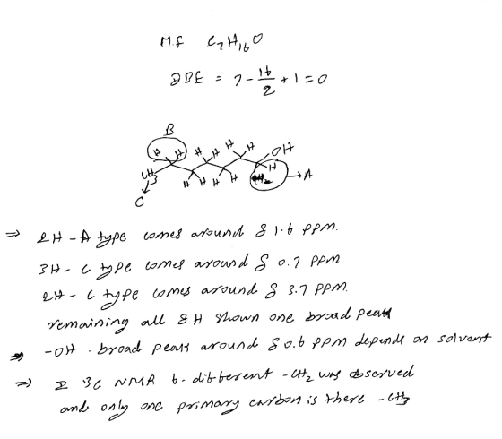 M.f Cq HIGO ODE = 7 +1=0 HHH OH → 2H - A type womes around sit ppm. 3H-C type comes around So.1 ppm 24-C type comes around &