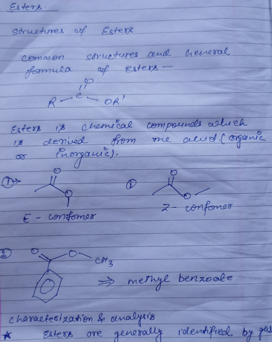 Esters. structures of Esters. и е лета. сета от formula сдрrеvreg Mма of Esters - - OR Esters 18 os is cheme cal derived fro