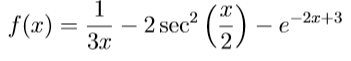 -2.6+3 2 sec f(x) = () e 3.0