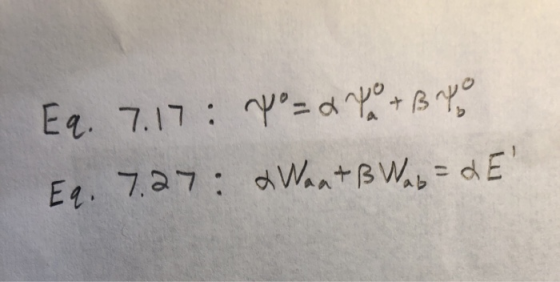 Eq. 7.17: Y = & Yu +Byo Eq. 7.27: Want B Was = dE