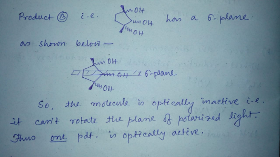 014 Product il. has a 6-plane W 014 Juno as shown below. Inn Olt um OH 7 6-plane from ot So, it the molecule is optically ina