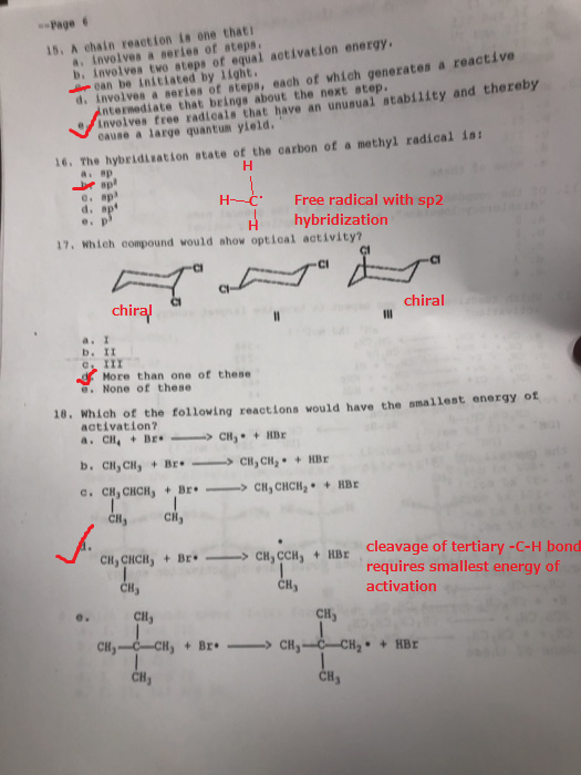 Page 6 15. A chain reaction is one that & involves a series of steps b. involves two steps of equal activation energy. can be