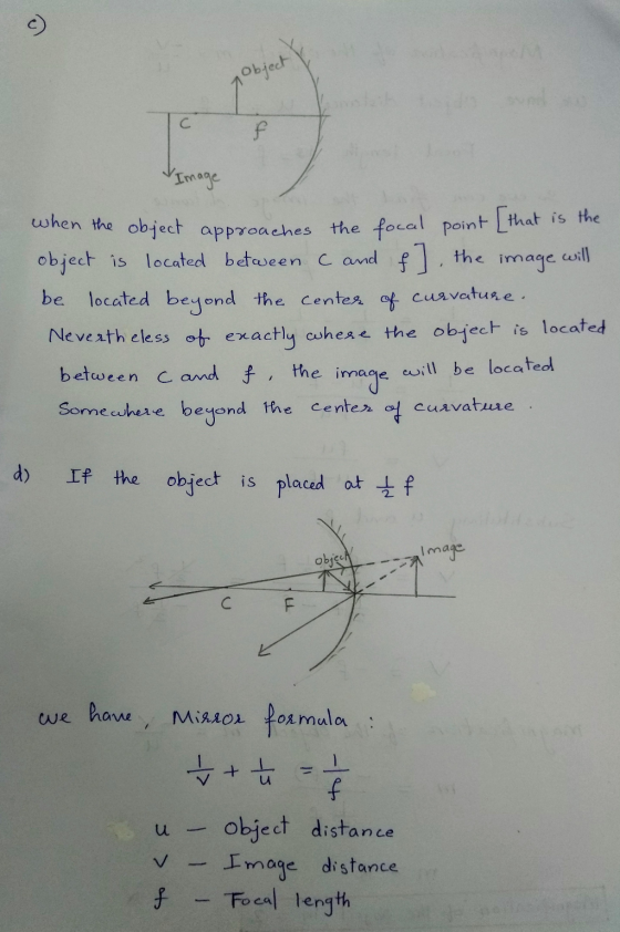 y Object С f Image when the object approaches the focal point that is the object is located between C and f] . the image will