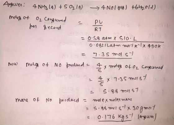 Angwer. 4NM2L9) +50219 4 Nolgan) 1642011) o lang RT meles of O2 conferred - , PU per second = 0.58 atm X SIOL 0.0621 Latim mo