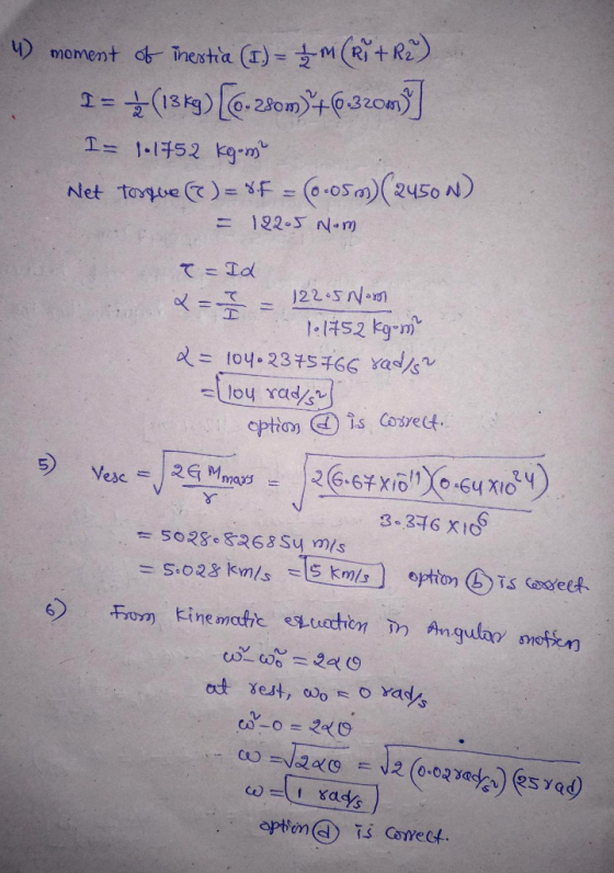 u moment of inestia (I) = m(R+R) I = {(13kg) [e-280m)76320017 I = 1.1752 Kgom! Net Torque ( )= 8F = (0.05 m) (2450N) = 192.5