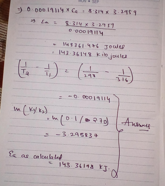 MONSEP う0.00o l9llyx Ca : 8314 x 3:29 s 9 143 36118 kilo joules 2aX 316 o 000 3 295833 la as calculataf 143. 36-143-KJ-