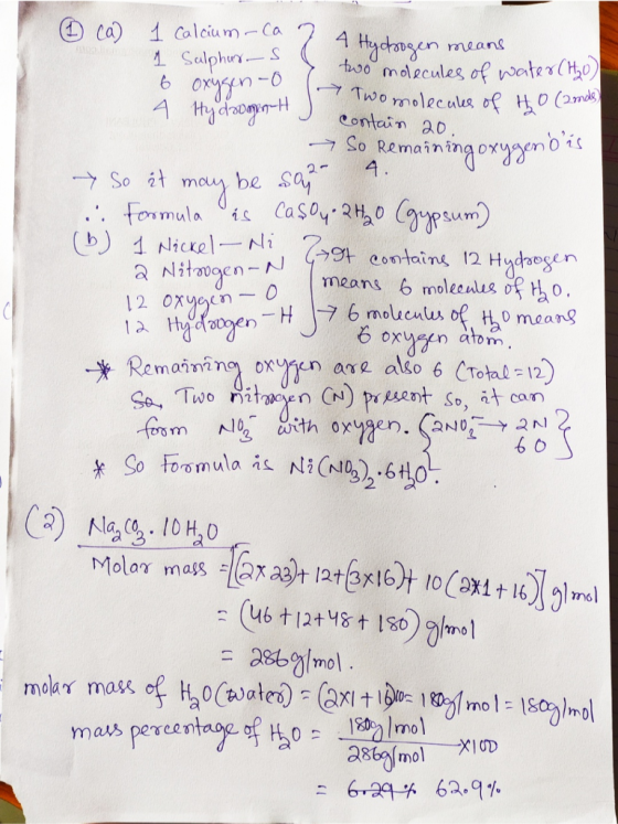 1 Salphurs Hydrogen means genois 12 oxygen -o means 6 molecules of the ca 1 Calcium - Ca 7 4 Hate o two molecules of water (H