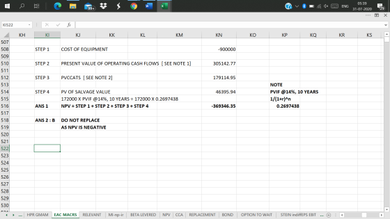 05:39 C w ENG 99+ 31-07-2020 29 Х K1522 . KH KI KJ KK KL KM KN KO KP KQ KR KS 507 STEP 1 COST OF EQUIPMENT -900000 STEP 2 PRE