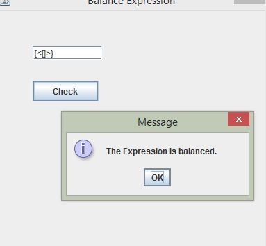 Check Message The Expression is balanced. OK