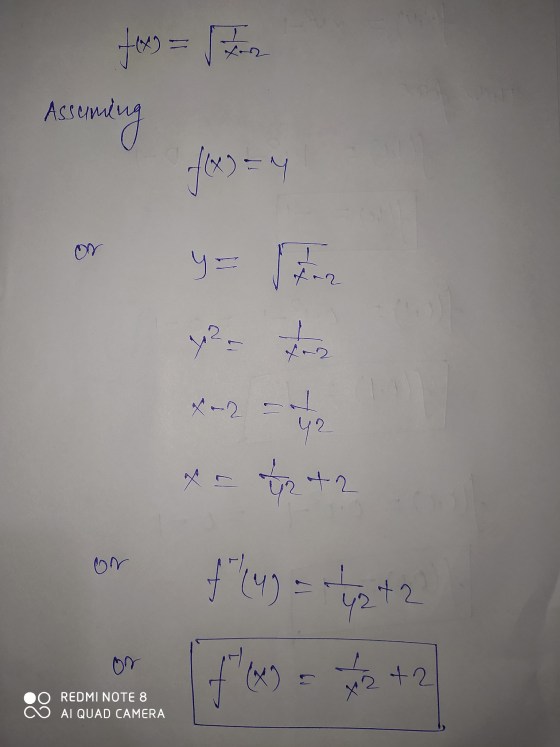toes Asseming flery y= 7 -2 d 42 +2 42+2 on f (x) x2 +2 REDMI NOTE 8 AI QUAD CAMERA