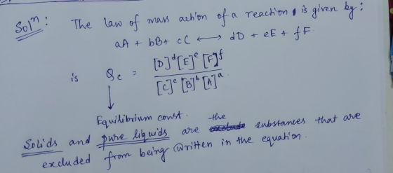 The law of aiven by of a reachon mas ach on aA b+ c dD + eE 4 is Fqwilibrium const Solids and pwre li wds the are atebuseubs