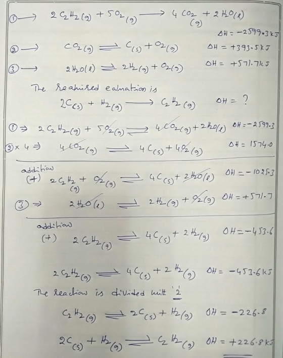 1o 2 CH2(g) +502 6 4 CO2 + 2H20 (1) AH = -2399.3k . - CO2(g) - C(s) + O2(9) 29 DH = +393.5 kJ DH = +393-SKJ DH = +577.765 2 H