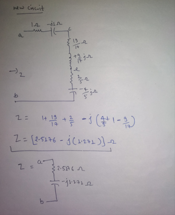 new circuit ما ما a un 2= 1t 19 + 7 - j (+1-9) 2= [2.5176 - j ( 1.272 )] 2 2 = a $2.5276 I - 1.272 2