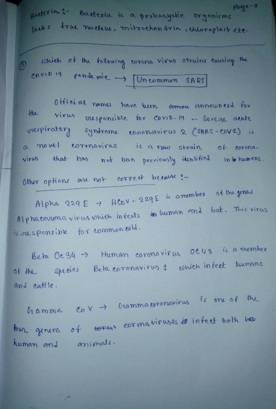 Page 3 Bacteria :- lacks Bacteria is a prokaryotic organisms true nucleus, mitrochondria, chloroplast ete. which of the follo