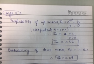 Propability of up mone, the sento Probability of down move, Lo - 1-T To = 0.48