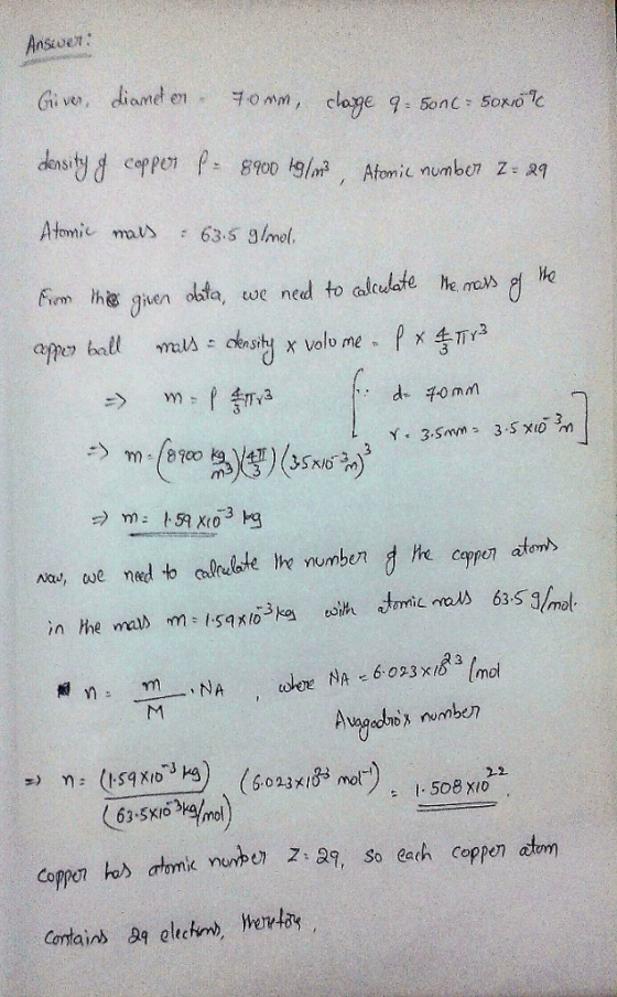 Ansve: Atomic mous 63.5 9/mol Fvm the gen olfa, we ne aw, we ned to Coppe atons 瓣n-en--.NA tdoe NA..6 023xt 3 Imol Copper o), atomienwPen Ζ3.9, so each Coppen atom Contains a elhm heray
