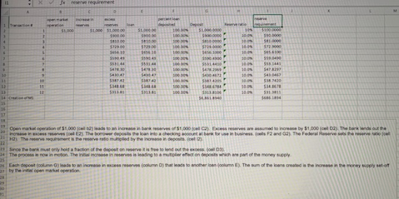 11 1x reserve requirement A c M 1 Transaction $1,000 2 1 3 reau in ce loan 51.000 51.000.00 $900.00 $310.00 5729.00 56561 $$9
